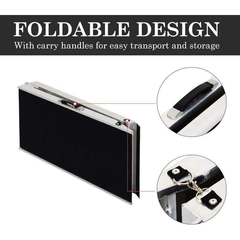 PawHut 72" Portable Bi-Fold Folding Vehicle Pet Ramp for Large Dog or Animals with Safety Lock & Convenient Carry Handle