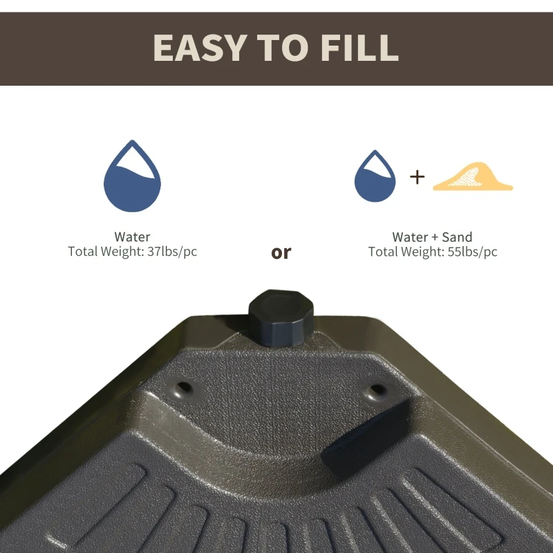 Outsunny Sturdy Cantilever Patio Umbrella Base Weight with Easy Carry Handles, Outdoor Stand Support, Black, Enhances Stability