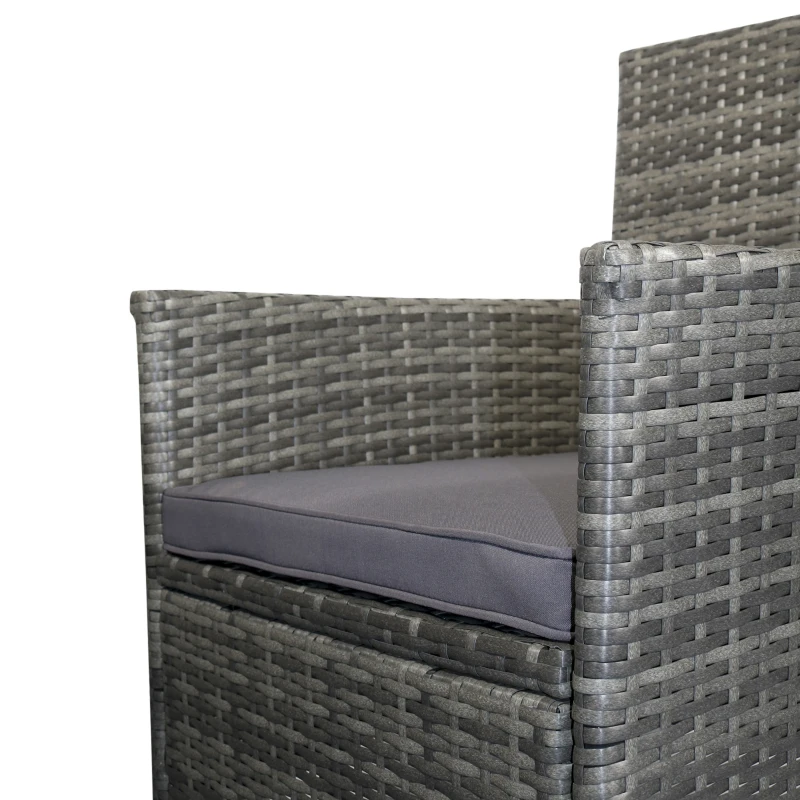Outsunny 2 Piece Patio Armchair Wicker Chair Outdoor Modern PE Rattan w/ Cushion Grey