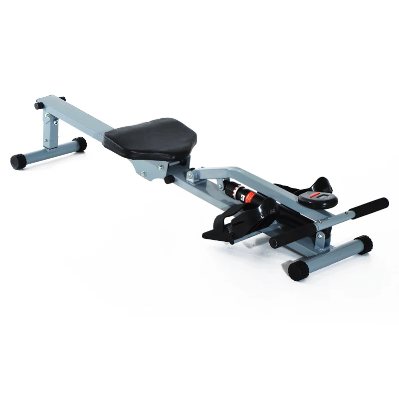 Soozier Rowing Machine 12 Level Resistance Cardio Workout Exercise Glider Rower w/ LCD Monitor Grey/Black