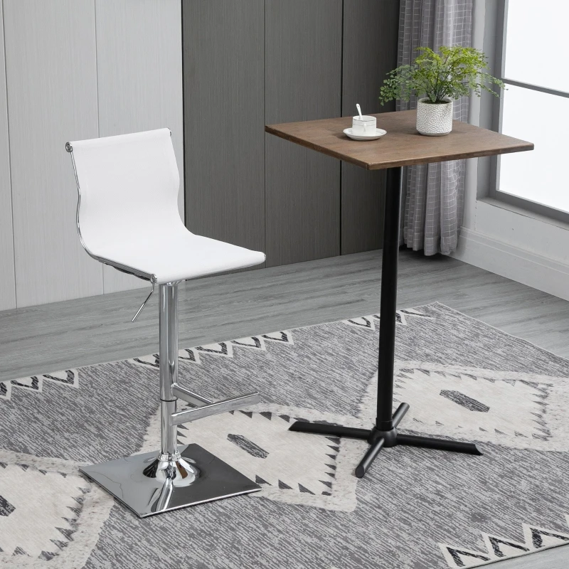 HOMCOM Modern Adjustable Bar Stool Pub Chair, Swivel Dining Stool with Gas Lift, Steel Base, Breathable Fabric Seat for Kitchen Island Counter, White