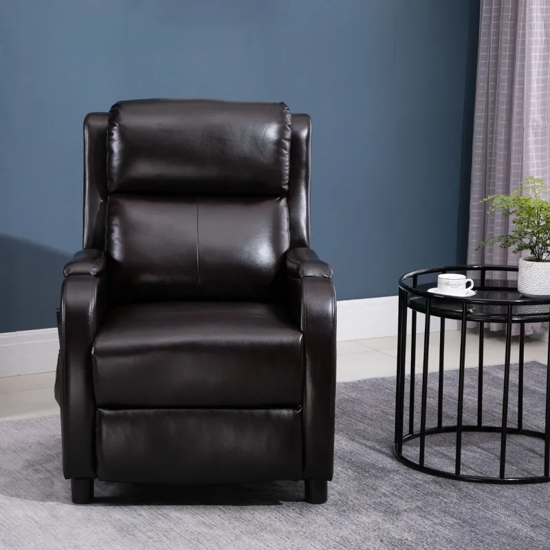 HOMCOM Massage Recliner Chair Padded Seat Cushion 165° Reclining Sofa with Side Pocket for Living Room, PU Leather, Remote Control, Dark Brown