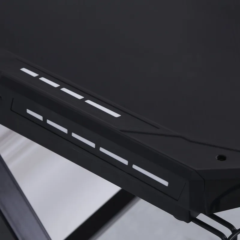HOMCOM 47.25" Gaming Desk Racing Style Computer Table with LED Light Cup Gamepad Holder Headphone Hook Cable Management E-sport Study Workstation, Black