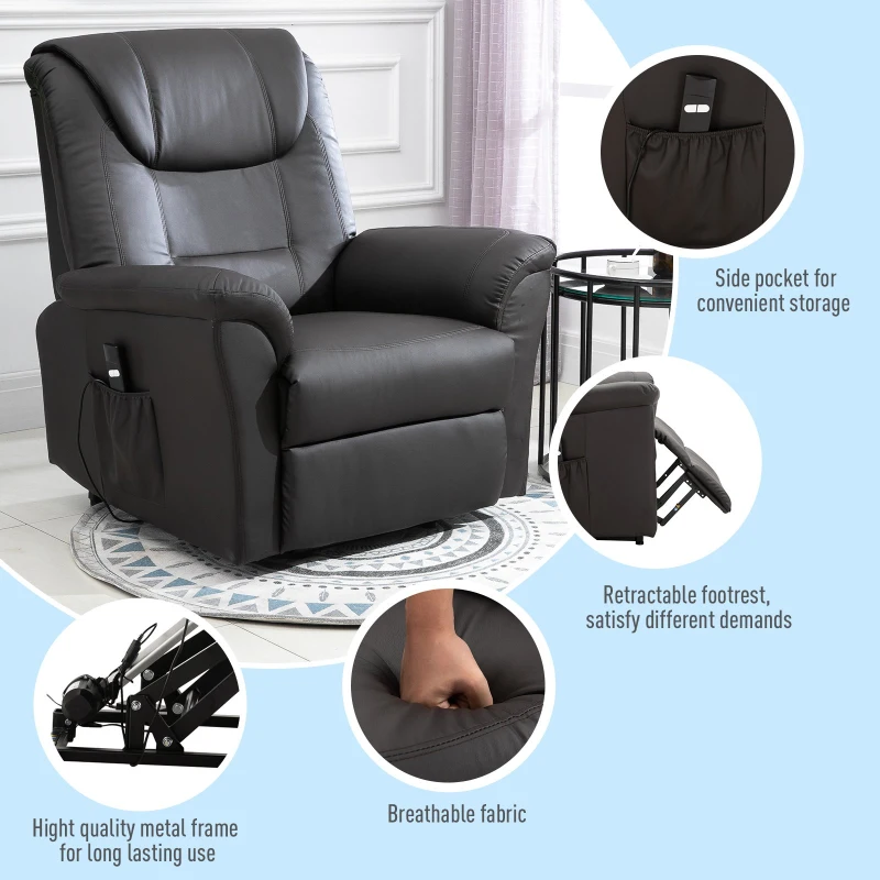 HOMCOM Electric Power Lift Recliner Chair Stand Assist w/Remote Control  Brown
