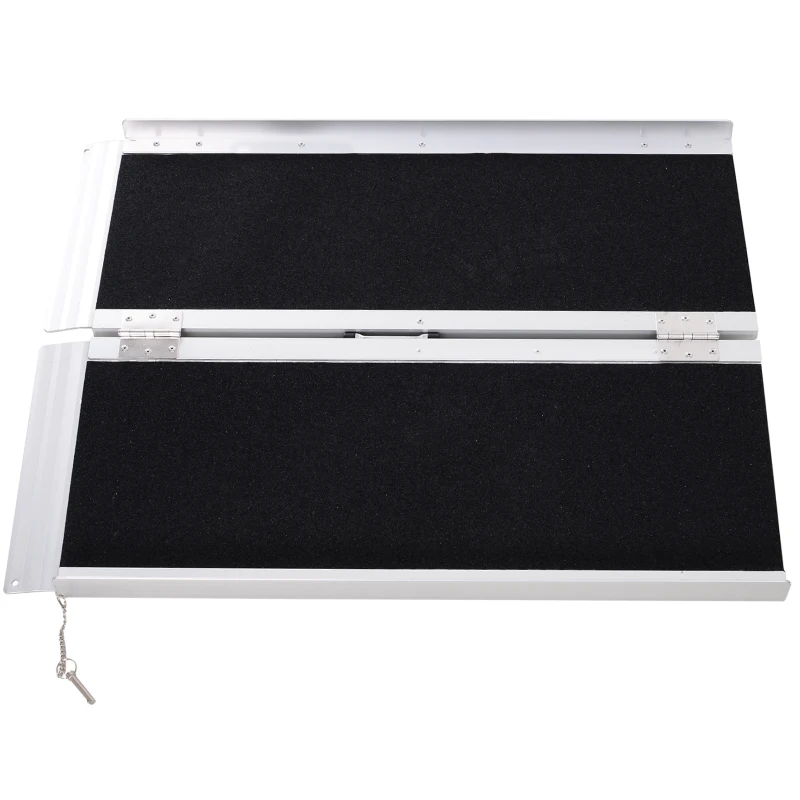 HOMCOM 3' Aluminum Double Folded Wheelchair Ramp W/ Carry Handle Lightweight