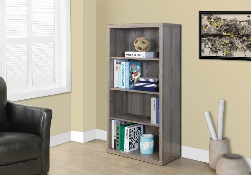 Monarch 48"H Contemporary Hollow-Core Bookcase with Adjustable Shelves - Dark Taupe