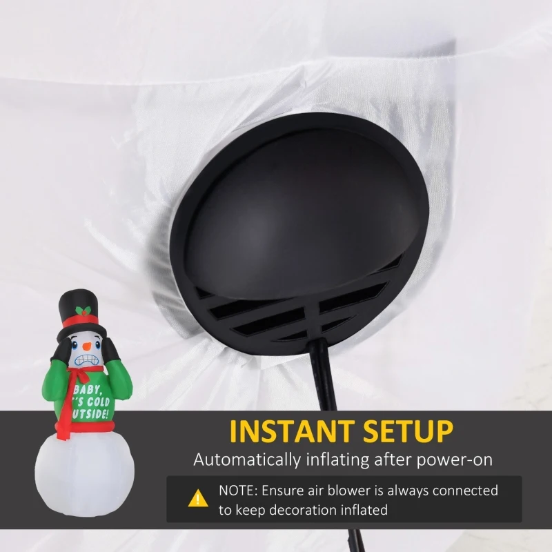 HOMCOM 7ft Christmas Inflatable Animated Shivering Snowman, Outdoor Blow-Up Yard Decoration with LED Lights Display