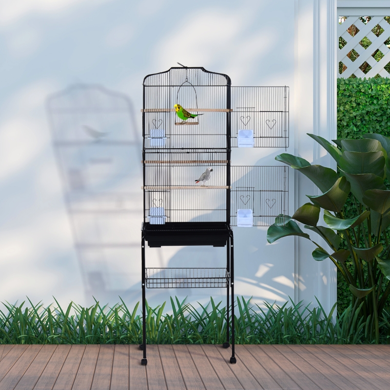 Storage Basket and Accessories PawHut 63 Metal Indoor Bird Cage Starter Kit with Detachable Rolling Stand Storage Basket and Accessories PawHut 63 Metal Indoor Bird Cage Starter Kit with Detachable Rolling Stand