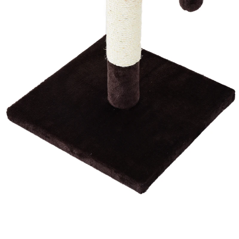 PawHut 28” Cat Padded Bed Scratching Post Kitten Play Tower, Brown and white