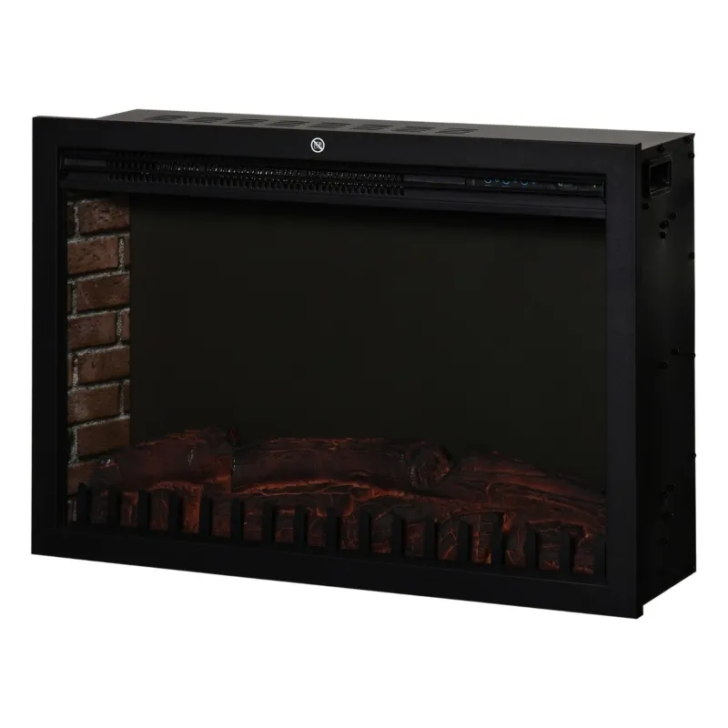 HOMCOM 30" Electric Fireplace Insert, Modern Recessed Fireplace Heater with Realistic Flame, Adjustable Brightness, and Remote Control, Heats 215 Sq. Ft., 750/1500W, Black