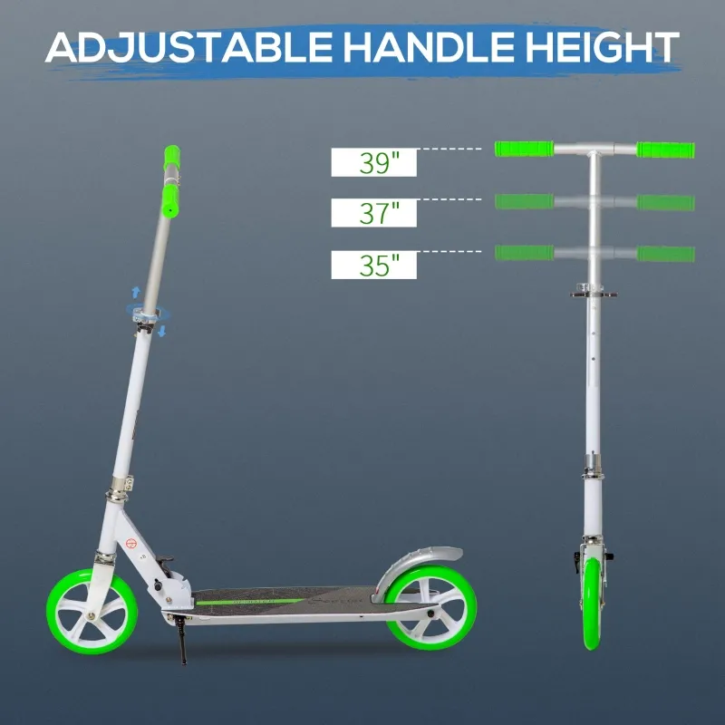 Soozier Foldable Kick Scooter with Adjustable Handlebar, Rear Brake, Front Shock-Absorbing and Aluminum Frame for 14 Years Old and Up Teens Adult