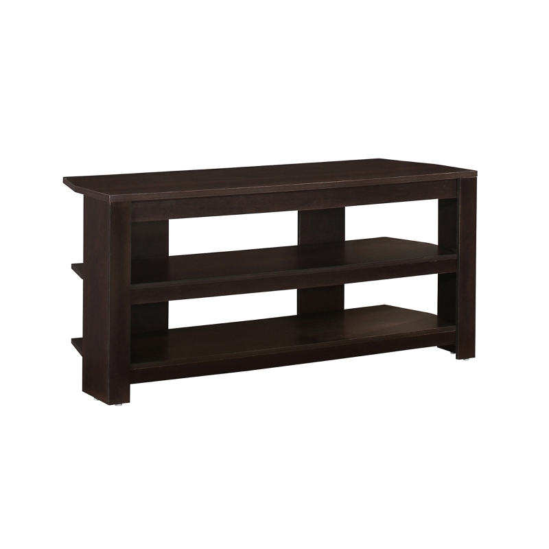 Monarch 42" Contemporary Wood Grain-Look Open Concept Storage Shelf Console TV Stand - Cappuccino Brown Finish