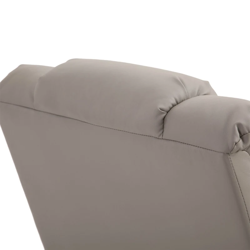 HOMCOM Overstaffed Vibration Massage Recliner Chair for Living Room, Modern Reclining Chair PU Leather Single Sofa Home Theater Seating with Footrest, Gray