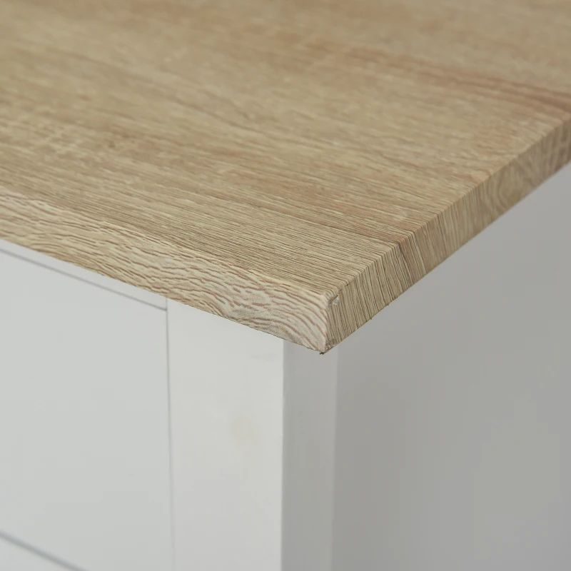 HOMCOM Wooden Storage Sideboard, Buffet Cabinet with Shelf, Wine Rack, 2 Drawers, White/Oak