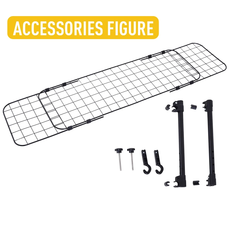 PawHut 36"-57" Adjustable Dog Car Barrier, Vehicle Pet Barrier Heavy Duty Dog Fence Car Safety Guard Gate for SUV Vans Trucks