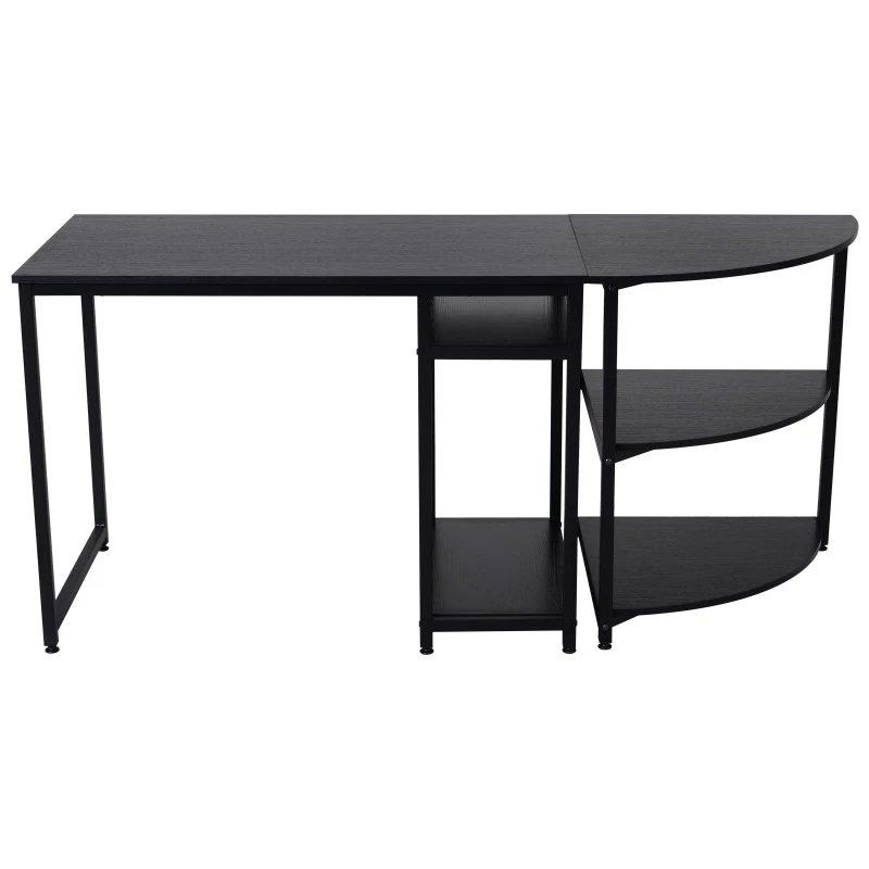 HOMCOM 2 Piece 65" Computer Desk Set Free-Combination Home Office Furniture Black