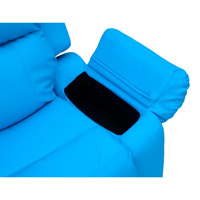 HOMCOM Deluxe Padded Children’s Recliner Sofa Kids Chair with Storage Arms (Blue)