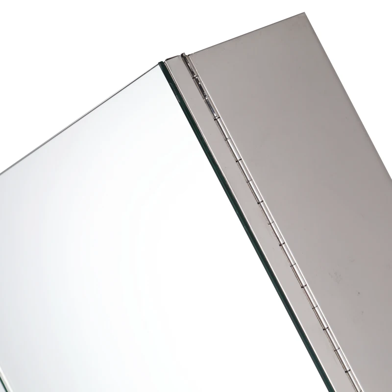 kleankin Bathroom Mirrored Cabinet, 28" x 24" Stainless Steel Frame Medicine Cabinet, Wall-Mounted Storage Organizer with Double Doors and Open Shelf, Silver