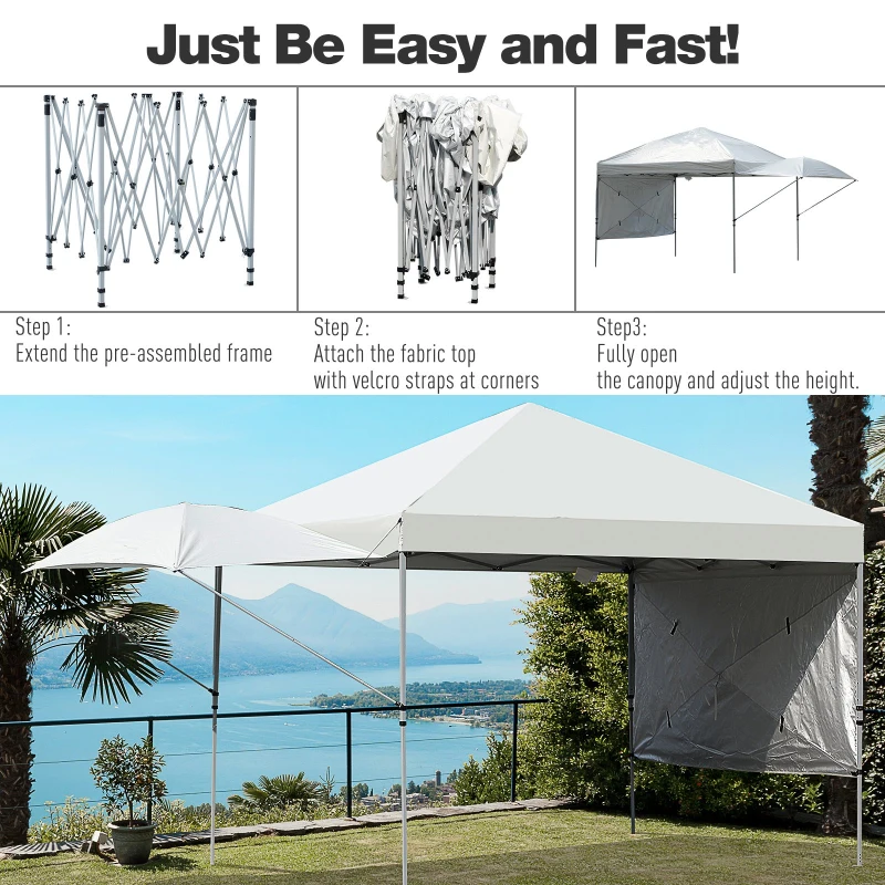 Outsunny 19' x 10' Folding Gazebo Steel Canopy Party Tent With Bag  Off-white