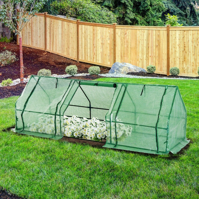 Outsunny 106.3”x35.4”x35.4” Walk-in Greenhouse Flower Green House Portable Durable