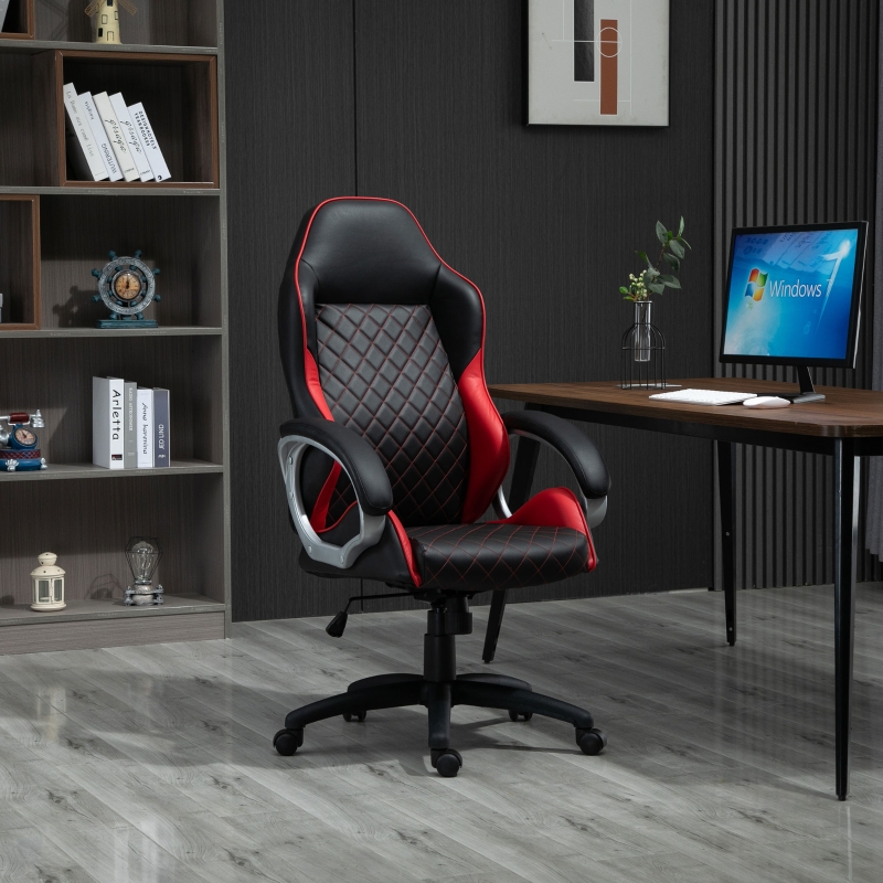 Vinsetto Faux Leather Office Chair Diamond Line High-Back Rocker Swivel Computer Desk Chair with Wheels