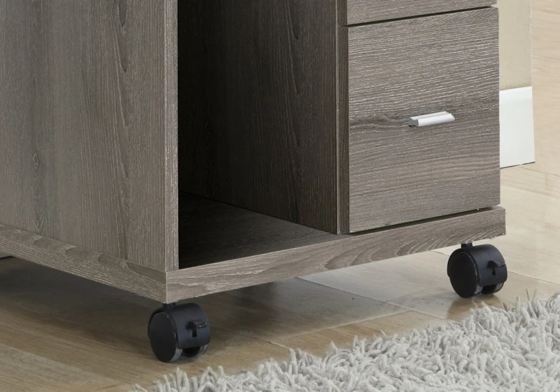 Monarch 2-Drawer Hollow-Core Rolling Computer Stand on Castors - Dark Taupe