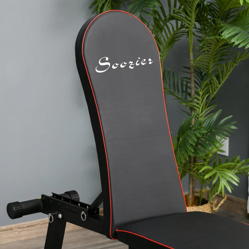 Soozier Foldable Multifunctional Sit Up Dumbbell Bench Adjustable Exercise with Resistant Rope for Home, Office and Gym, Black
