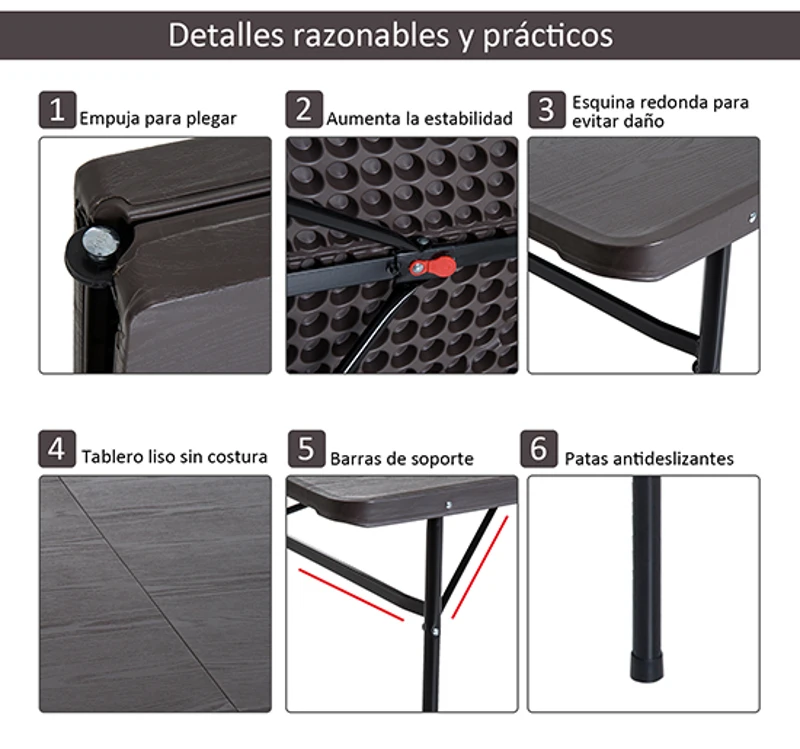 Outsunny 6ft Outdoor Folding Camping Table Garden Backyards BBQ Party Picnic Table Coffee