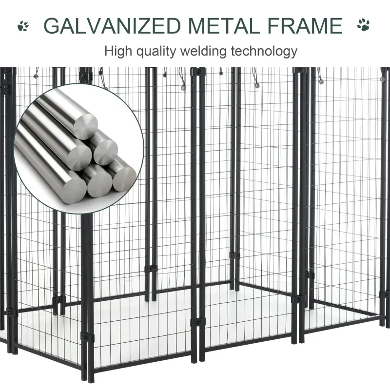 Pawhut 6' x 4' x 6' Large Outdoor Dog Kennel Galvanized Steel Fence with UV-Resistant Oxford Cloth Roof & Secure Lock