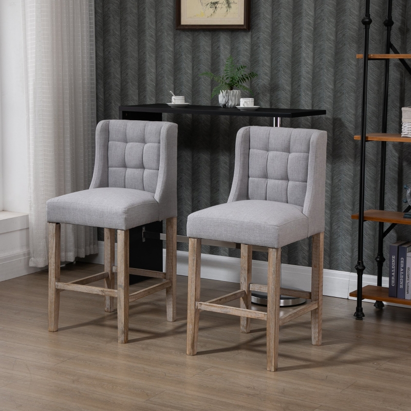 Homcom Modern Counter Bar Stools Tufted Upholstered Chairs Set Of 2 For Kitchen Grey Aosom Canada Homcom Modern Counter Bar Stools Tufted, Kitchen Island Chairs Set Of 2