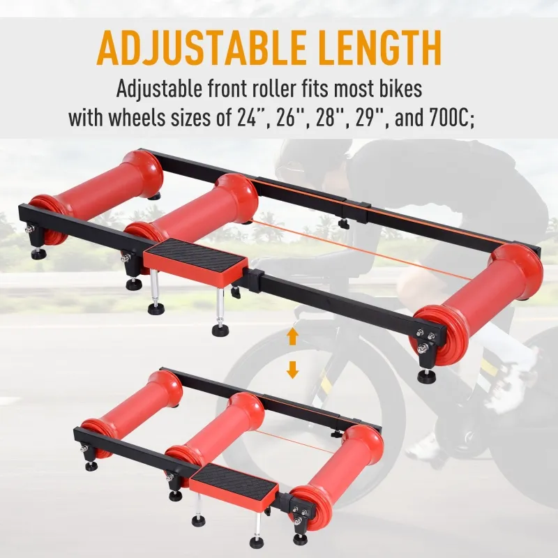 Soozier Bike Roller Adjustable Trainer Indoor Fitness Cycling Parabolic Roller Bike Trainer Portable Bike Exercise - Red