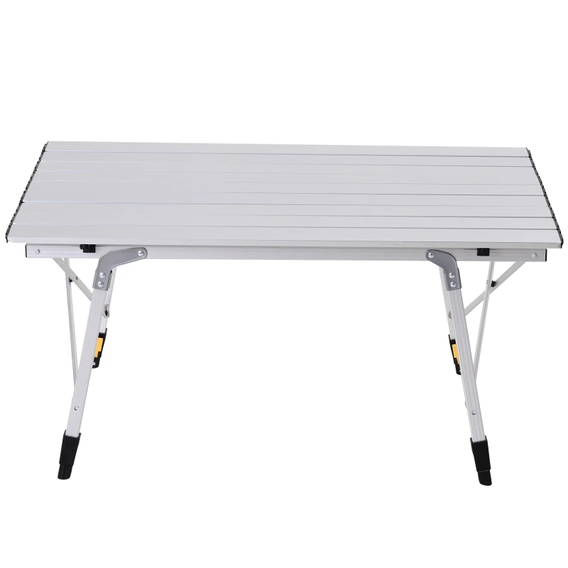 Outsunny Aluminum Foldable Camping Table Portable Lightweight Roll-up Picnic Table with Adjustable Height Design