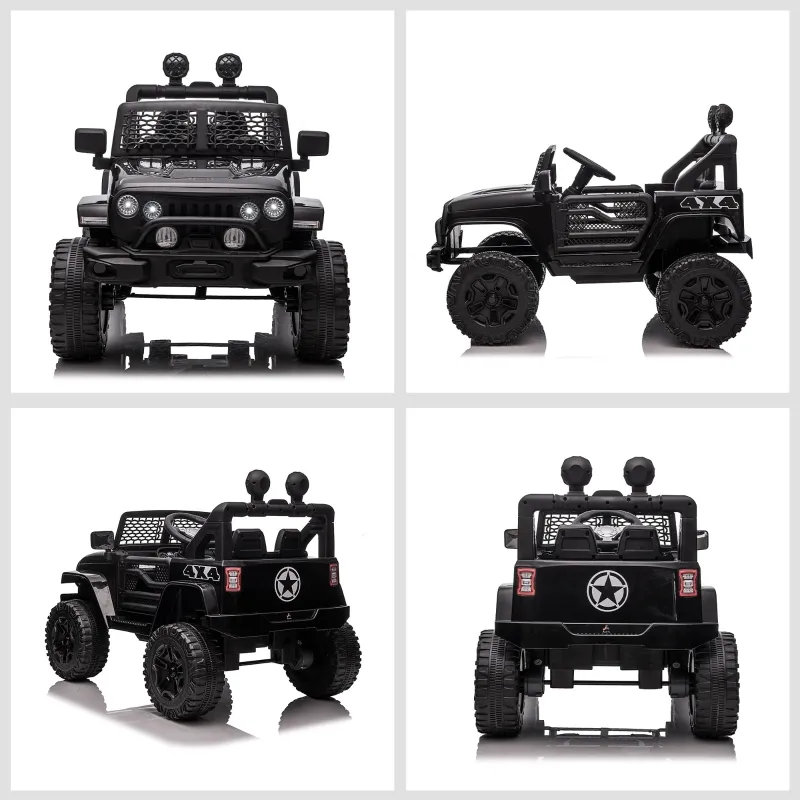 Aosom 12V Battery Powered Kids Ride On Car Off Road Truck Toy w/ Parent Remote, Black
