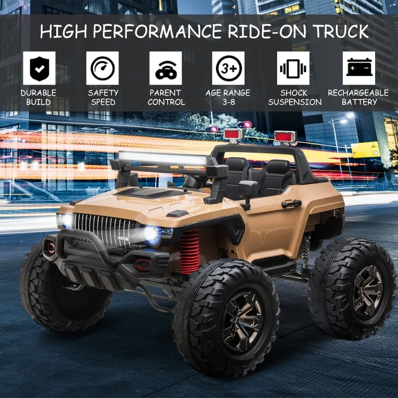 Aosom Ride On Car Off Road Truck SUV 12 V Electric Battery Powered with Remote Control and MP3, Adjustable Speed, Yellow