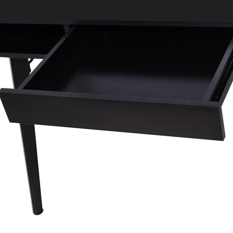 HOMCOM Heavy Duty Office Desk Computer Table Ample Storage Desktop W/ Whiteboard Adjustable Feet Black