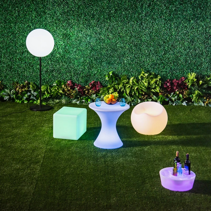 Outsunny 16RGB Colors Rechargeable Magic LED Stool Light With Remote Control Indoor&Outdoor Party