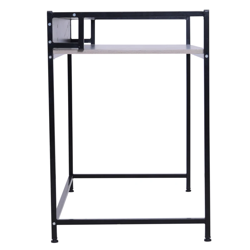 HOMCOM Computer Desk Wood Top Workstation PC Laptop Study Writing Table Home Office w/ Raised Rack Grey Oak