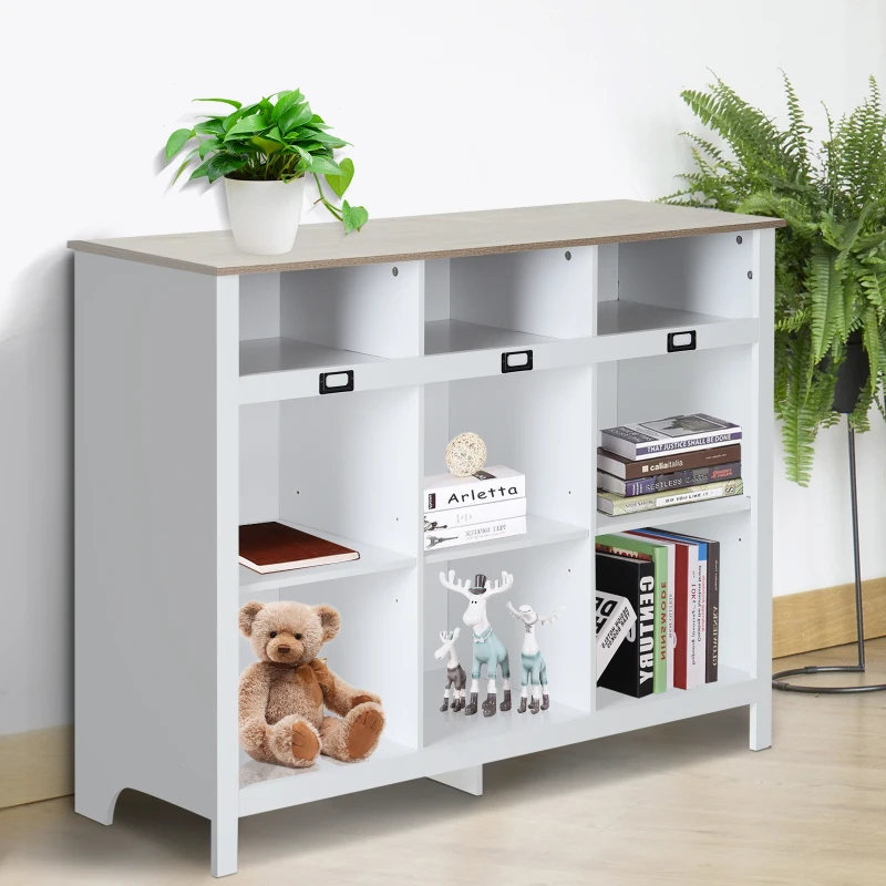 HOMCOM Modern Living Room Sideboard Table Home Organizer 9 Cubes White