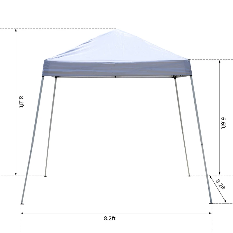 Outsunny 8x8ft Pop Up Tent Outdoor Canopy Event Sunshade Shelter w/ Slant Leg and Carrying Bag, White