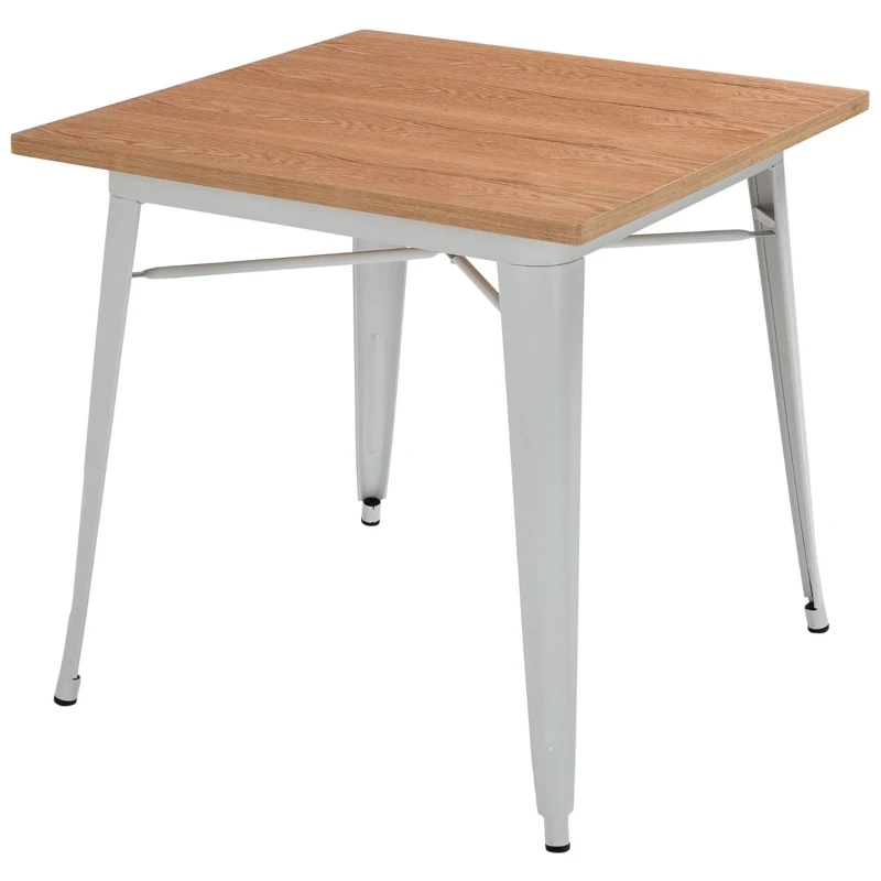 HOMCOM 3 Piece Industrial Style Dining Table Set, Small Kitchen Table and Chairs for 2,Steel Frame and Wooden Top,White