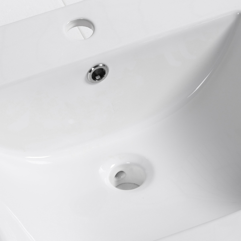 Kleankin 21.25"x 18.25" Bathroom Vessel Sink Modern Under Counter Bathroom Basin Ceramic Vanity Art Basin - White