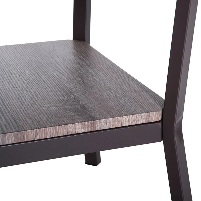 Open Box HomCom Rustic Industrial Minimal Two Tier Wooden Accent End Table - Light Brown Woodgrain