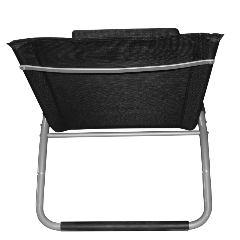 Outsunny Aluminum Mesh Fabric Outdoor Curved Chaise Sun Lounge Chair - Black