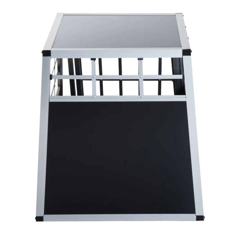 PawHut 36" Aluminum Dog Cage Pet Travel Car Crate Tapered Roof Cat Transport Box Pet Kennel Playpen