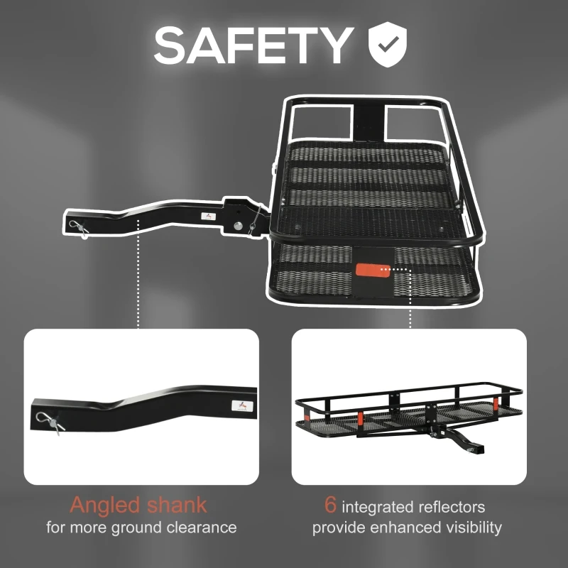 Aosom Folding Cargo Carrier with 500 lbs Capacity, 59‘’x19''x6'' Hitch Mount Luggage Basket Fits 2'' Receiver for Car SUV Traveling