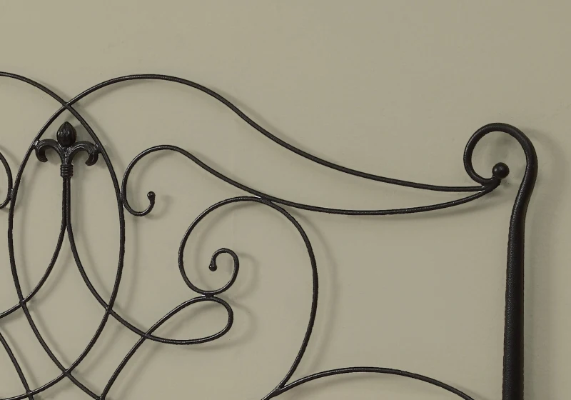 Monarch 62" Traditional Scrolled Black Metal Motif Headboard - Fits Full or Queen Size Bed Frame