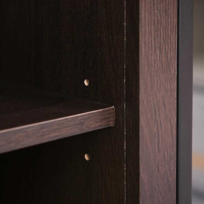 HOMCOM 60" W x 23.5" H Electric Fireplace Mantel TV Stand, Media Console Center Cabinet with 2 Adjustable Shelves, 4 Cable Management Holes and Fits up to 65" TV, Dark Brown