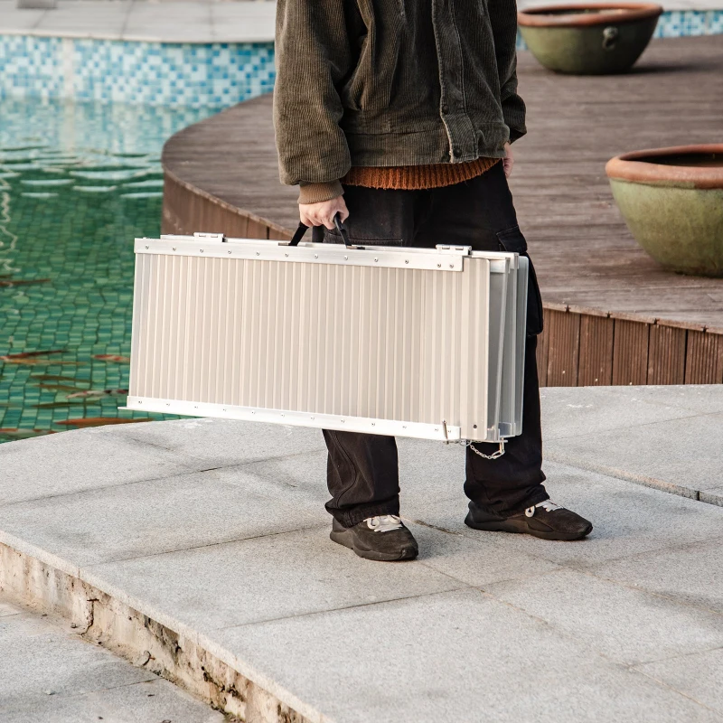 Open Box HomCom 6' Portable Aluminum Folding Suitcase Mobility Wheelchair Threshold Ramp