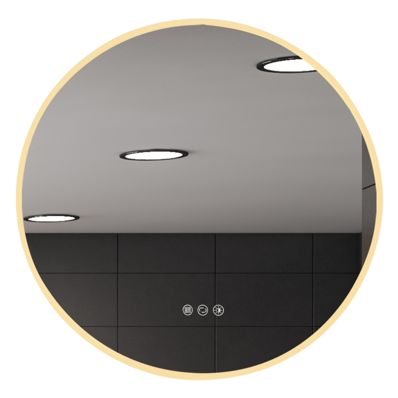 kleankin 24"x24" Round LED Bathroom Mirror with Defogging Function, Touch Switch, and 3 Color White Temperatures