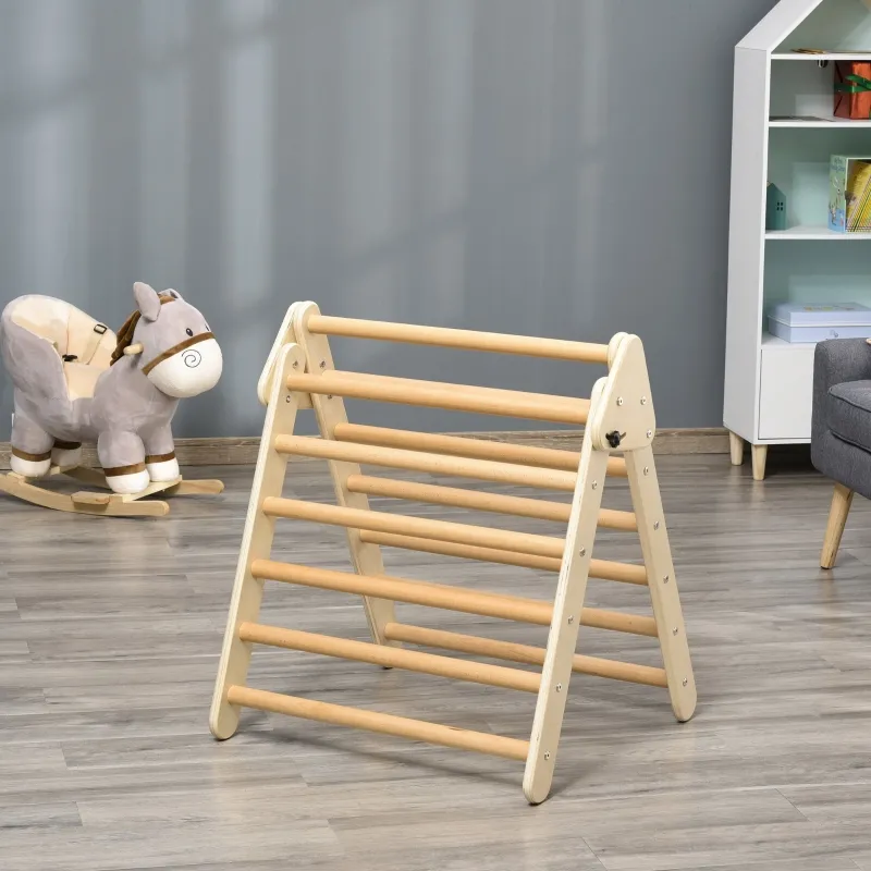 Qaba Triangle Ladder for Toddlers with Foldable Design for Easy Storage in Home Toddler Gym Space, Fine Motor Skills Toy